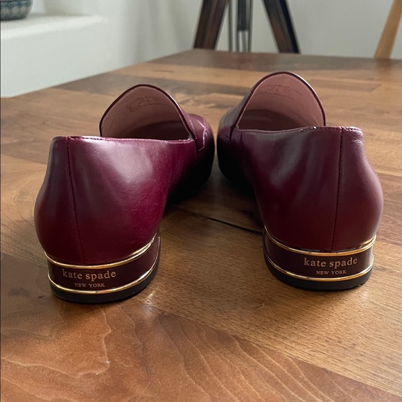 kate spade Shoes - Kate Spade Deep Red Leather Loafers with Gold Trim sz 8